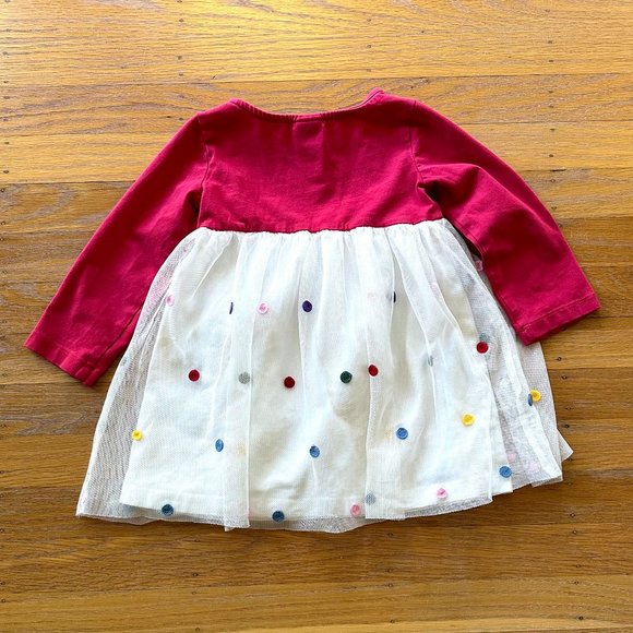 Hanna Andersson Red Long Sleeve Polka Dot Tulle Dress Size 2-3T - Picture 2 of 2